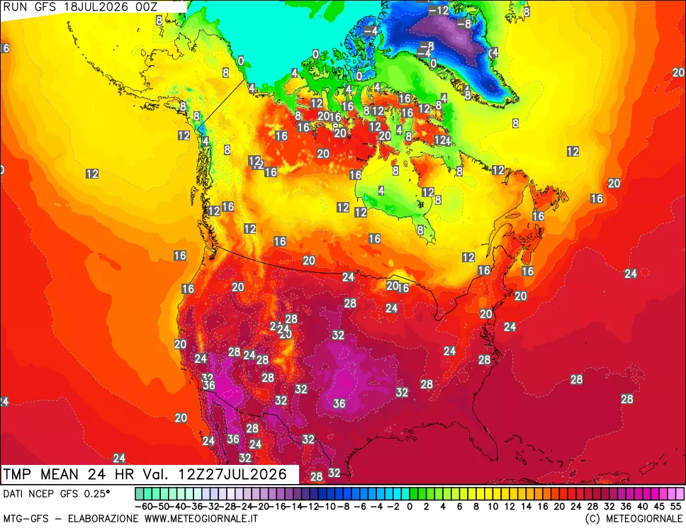 mappa Temperatura media 24 ore
