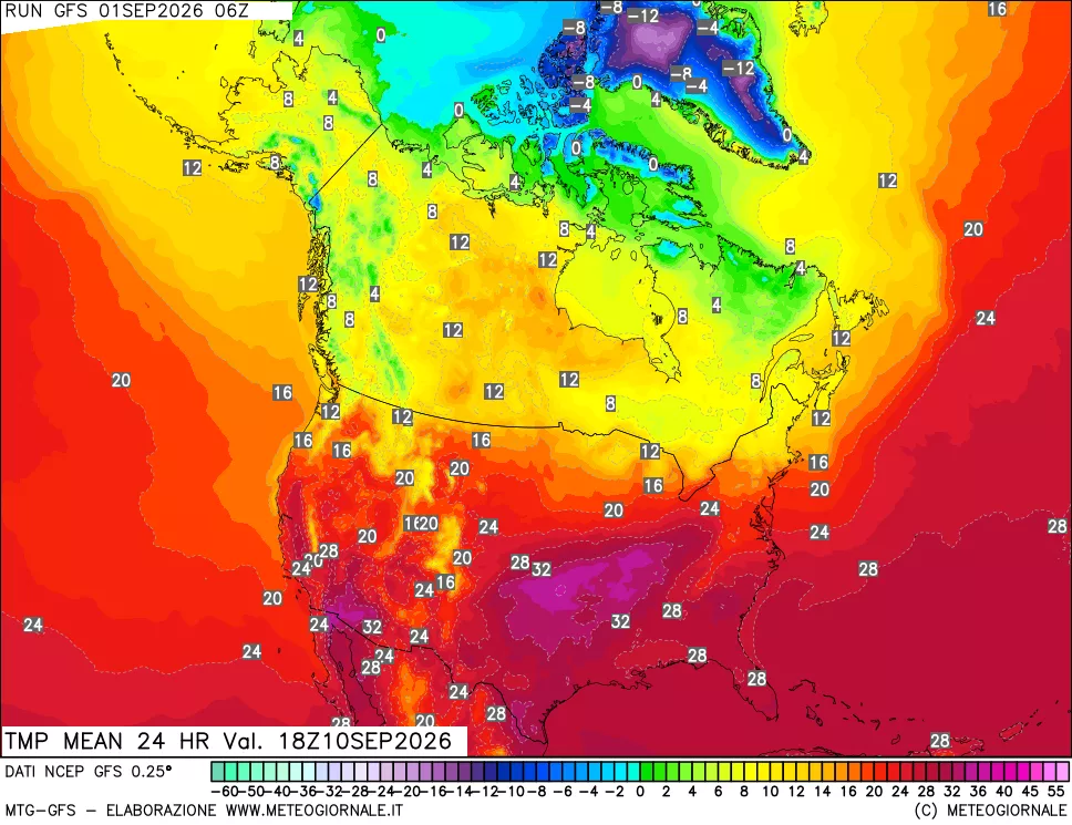 mappa Temperatura media 24 ore