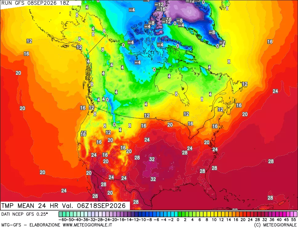 mappa Temperatura media 24 ore