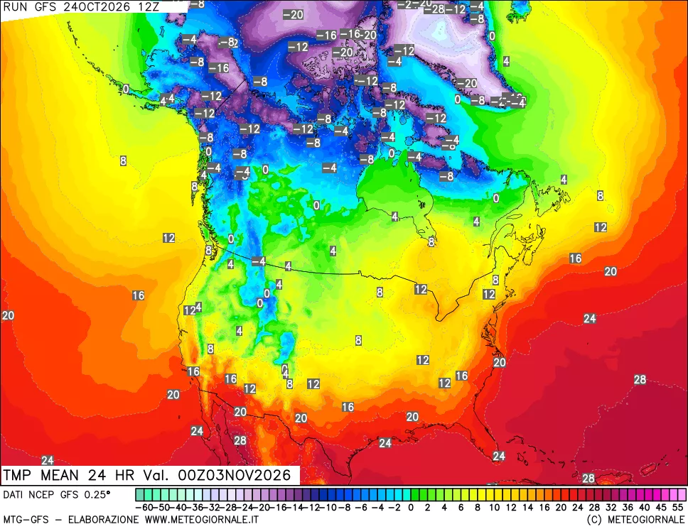 mappa Temperatura media 24 ore