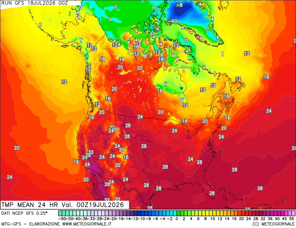 mappa Temperatura media 24 ore