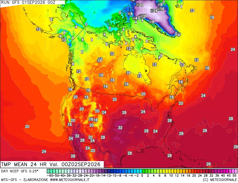 mappa Temperatura media 24 ore