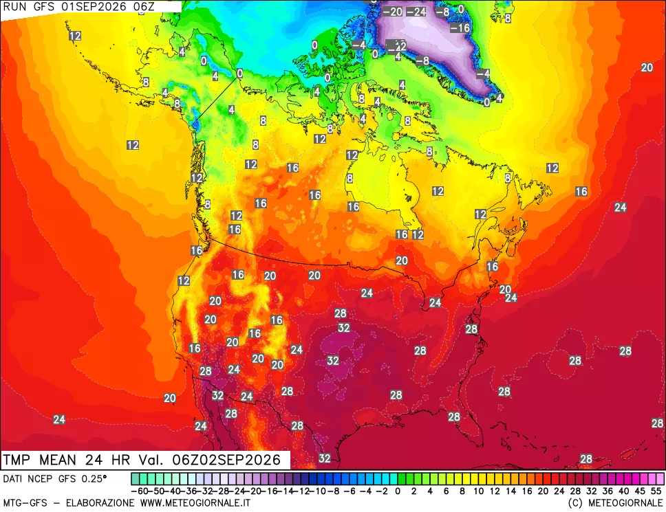 mappa Temperatura media 24 ore