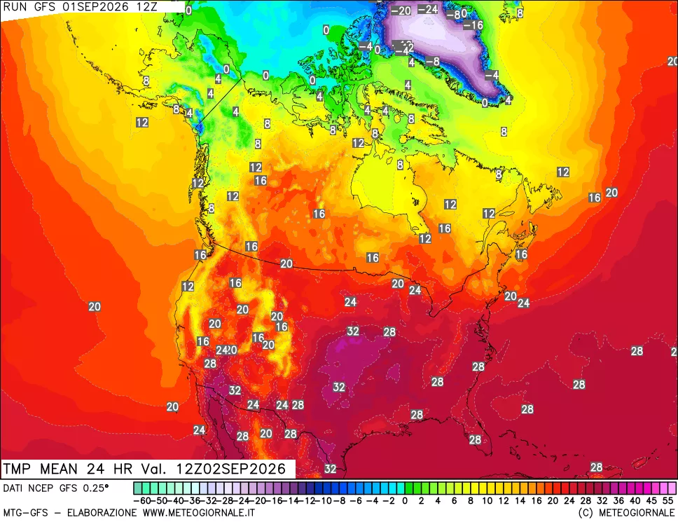 mappa Temperatura media 24 ore