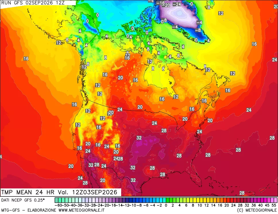 mappa Temperatura media 24 ore
