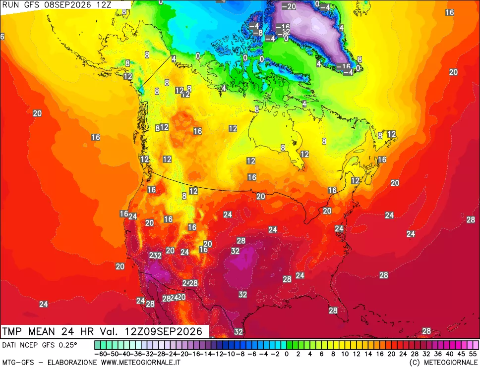 mappa Temperatura media 24 ore