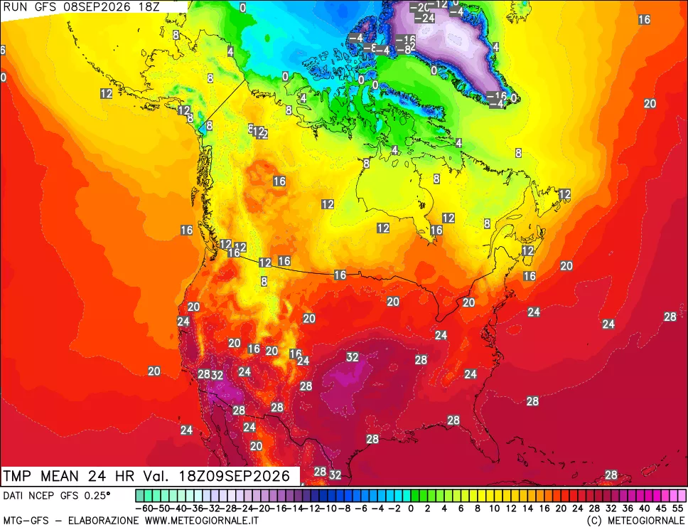 mappa Temperatura media 24 ore
