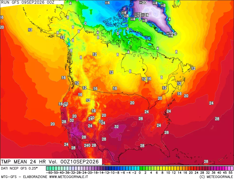 mappa Temperatura media 24 ore