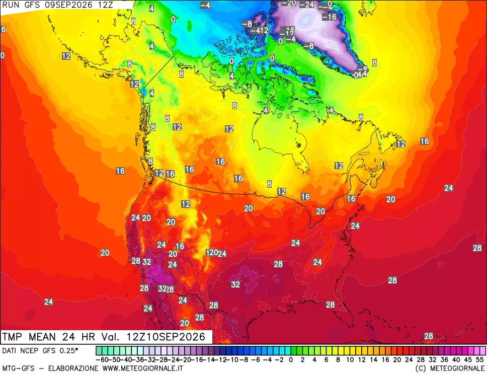 mappa Temperatura media 24 ore