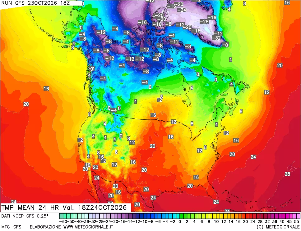 mappa Temperatura media 24 ore