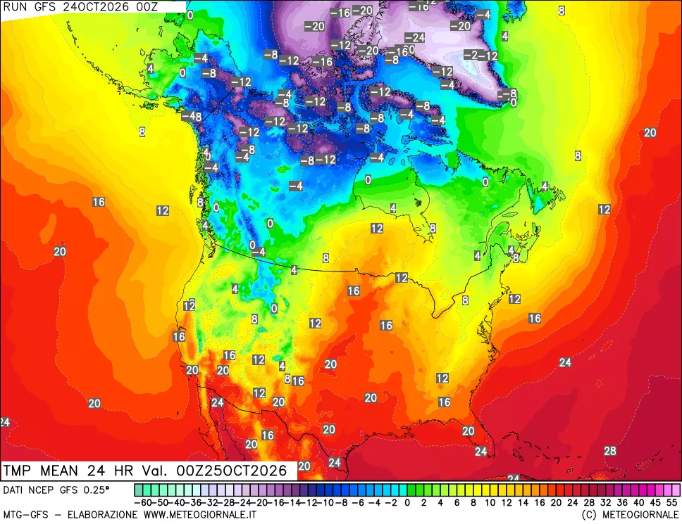 mappa Temperatura media 24 ore