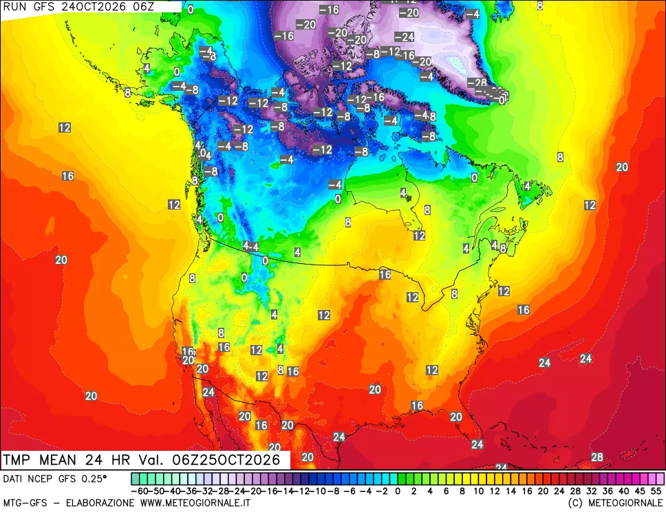 mappa Temperatura media 24 ore