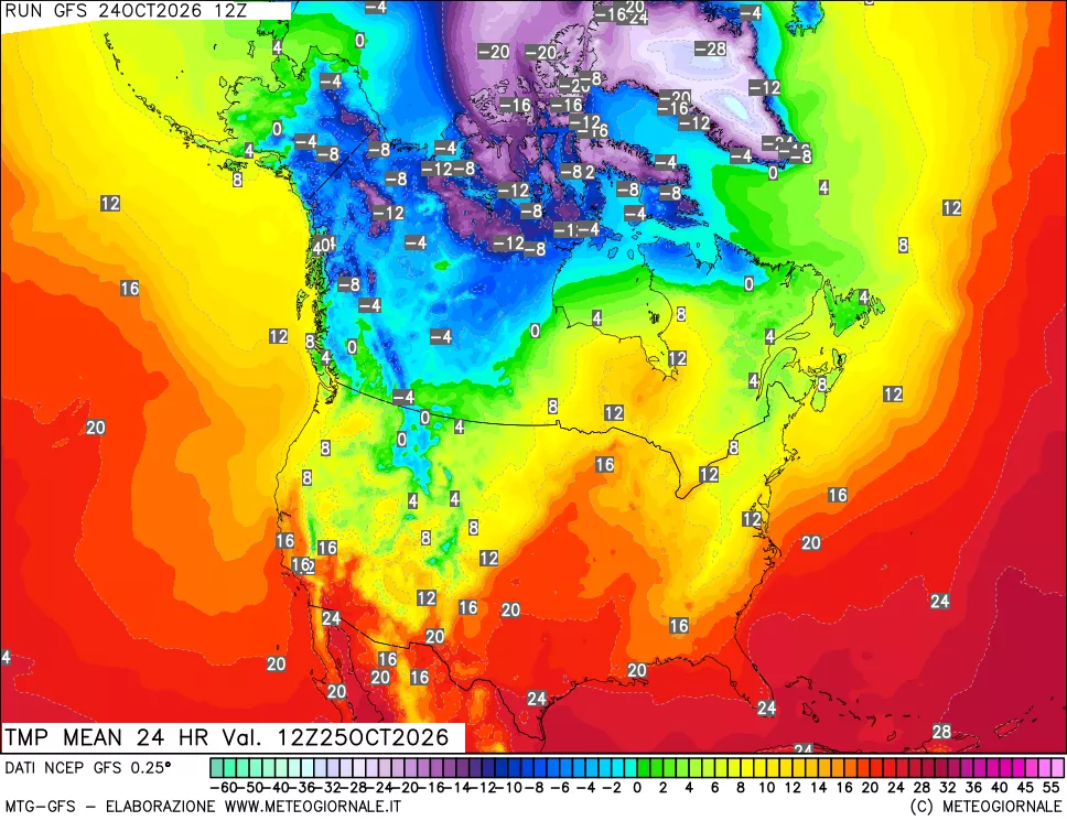 mappa Temperatura media 24 ore