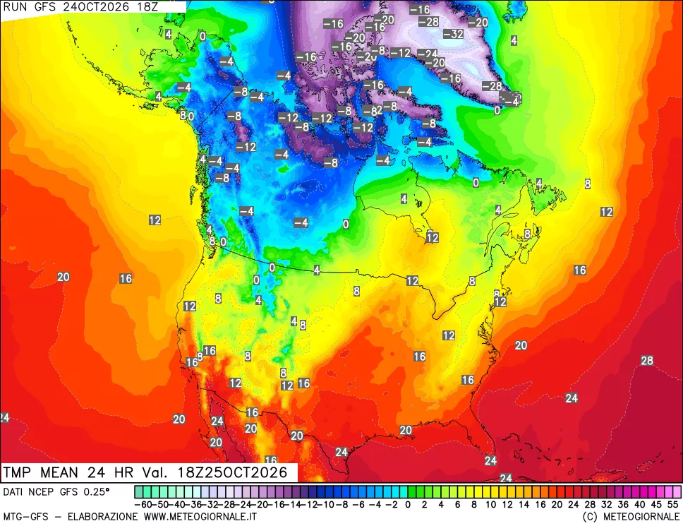 mappa Temperatura media 24 ore