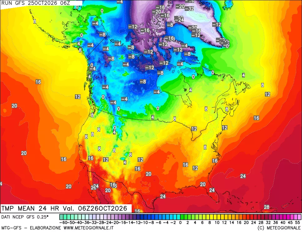 mappa Temperatura media 24 ore