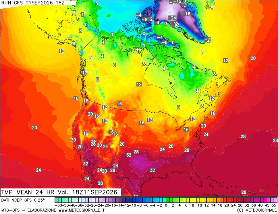 mappa Temperatura media 24 ore
