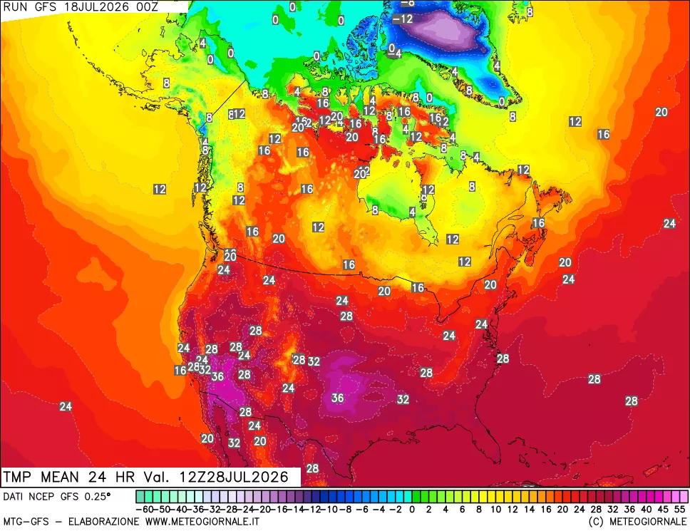 mappa Temperatura media 24 ore