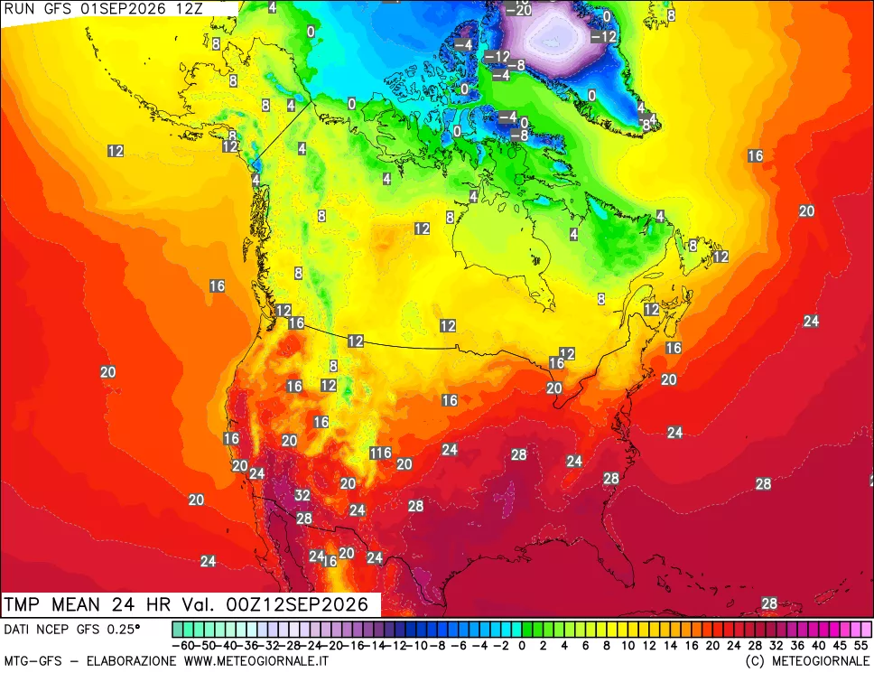 mappa Temperatura media 24 ore