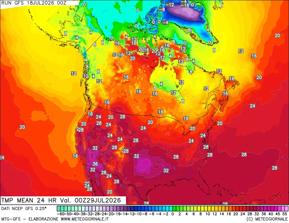 mappa Temperatura media 24 ore