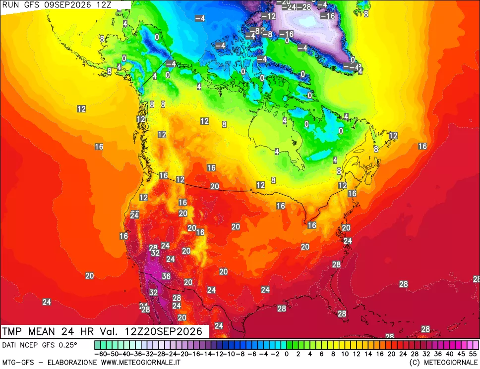 mappa Temperatura media 24 ore