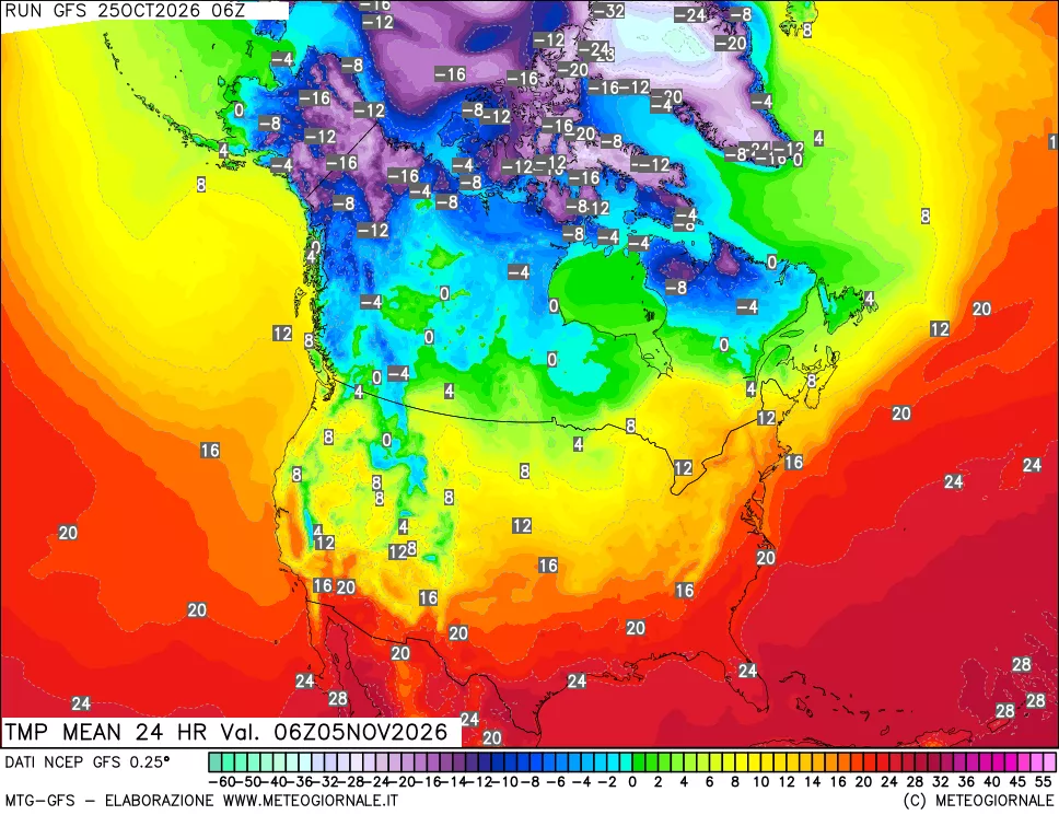 mappa Temperatura media 24 ore