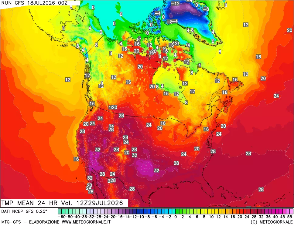 mappa Temperatura media 24 ore