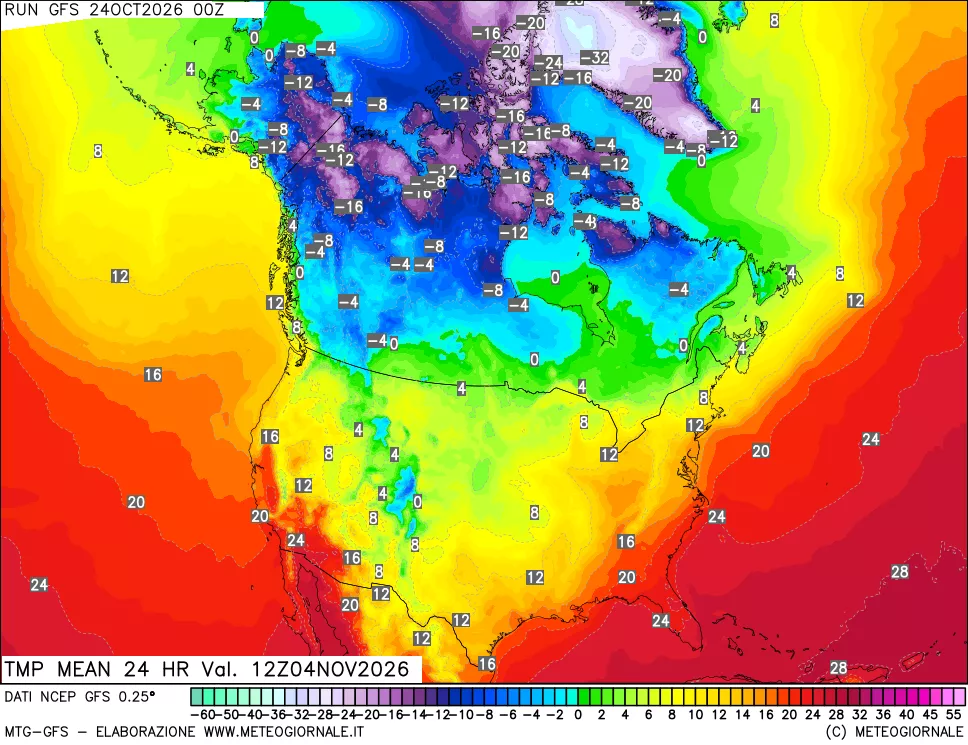 mappa Temperatura media 24 ore