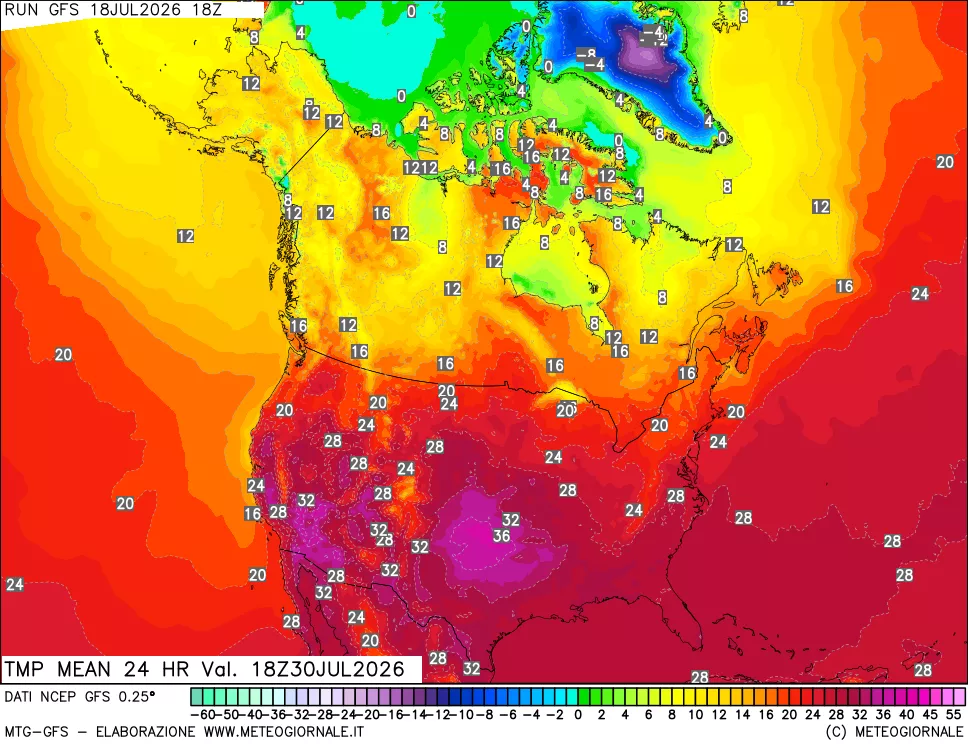 mappa Temperatura media 24 ore