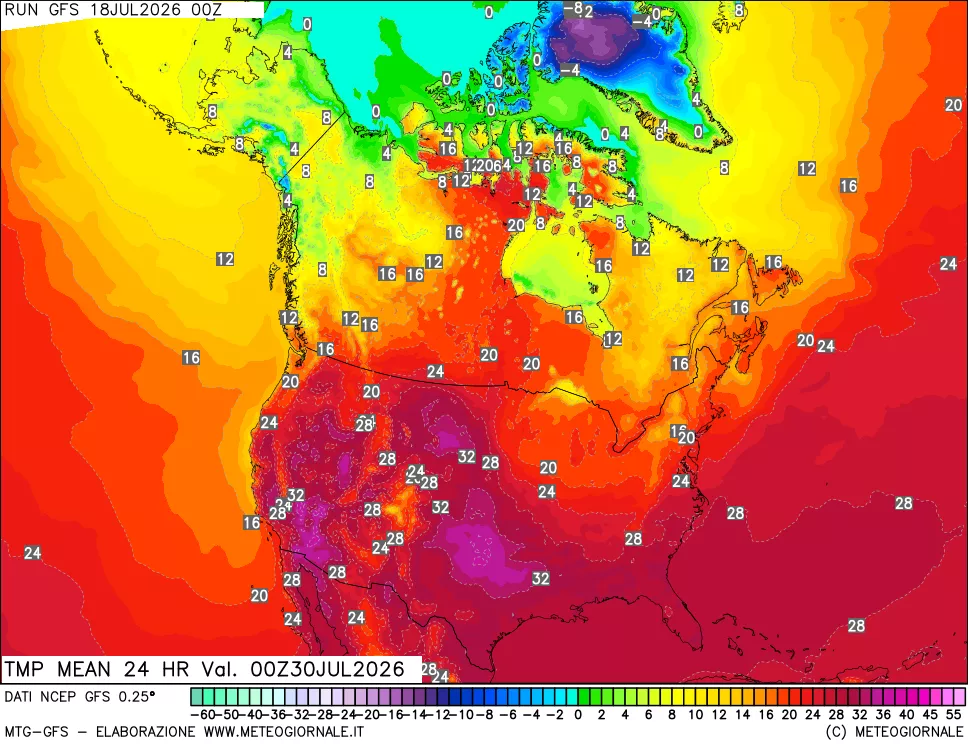 mappa Temperatura media 24 ore