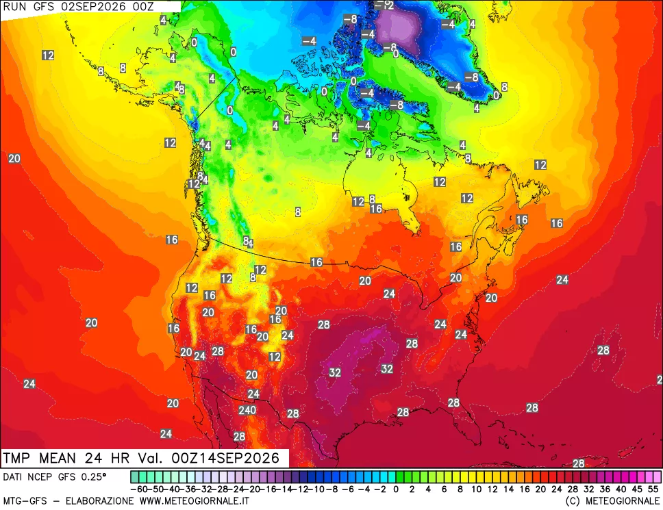 mappa Temperatura media 24 ore