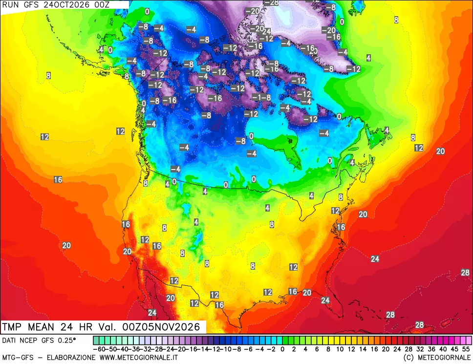 mappa Temperatura media 24 ore