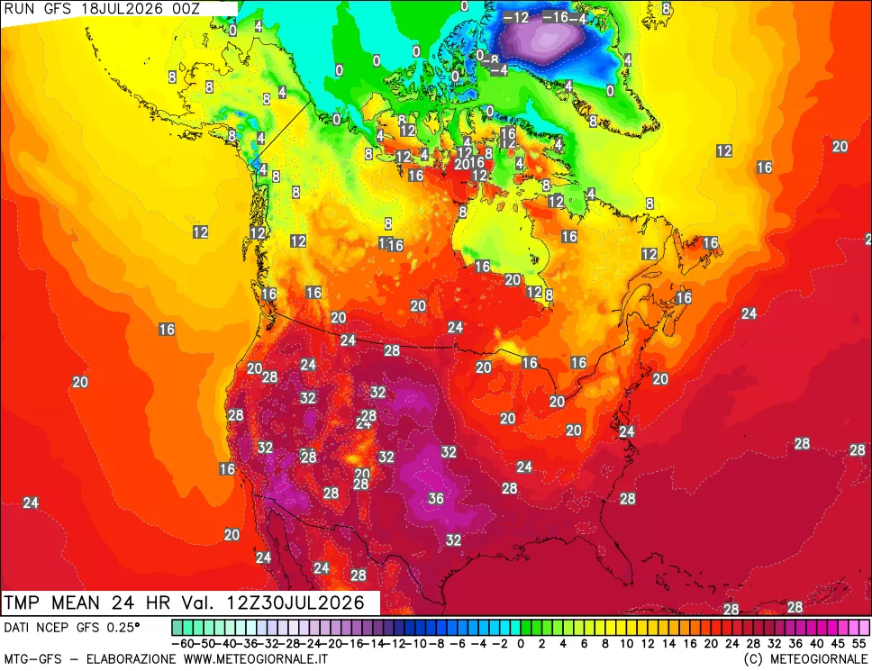 mappa Temperatura media 24 ore