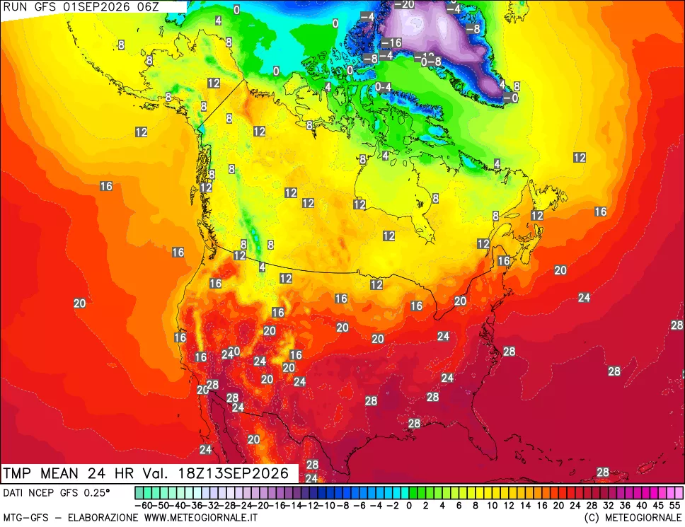 mappa Temperatura media 24 ore