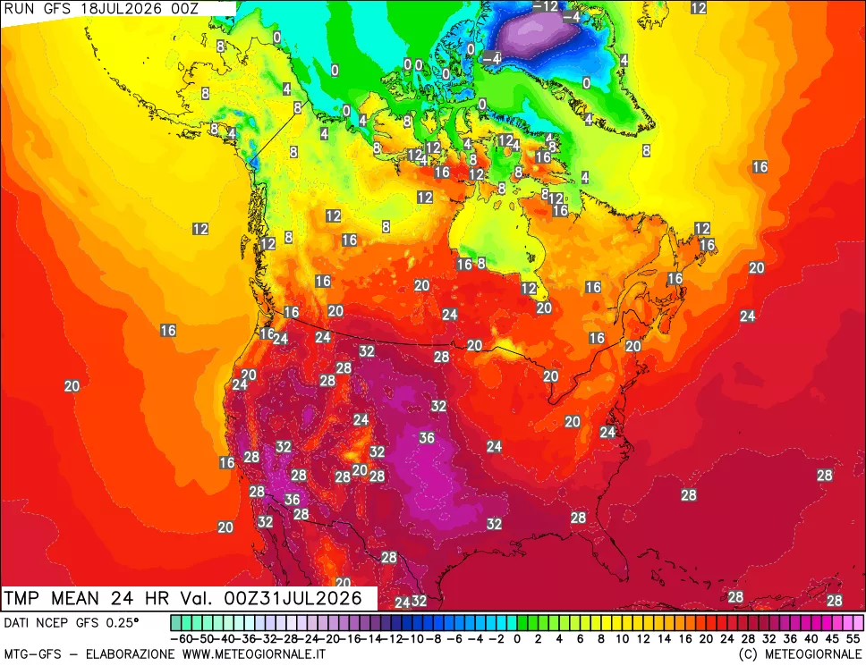 mappa Temperatura media 24 ore