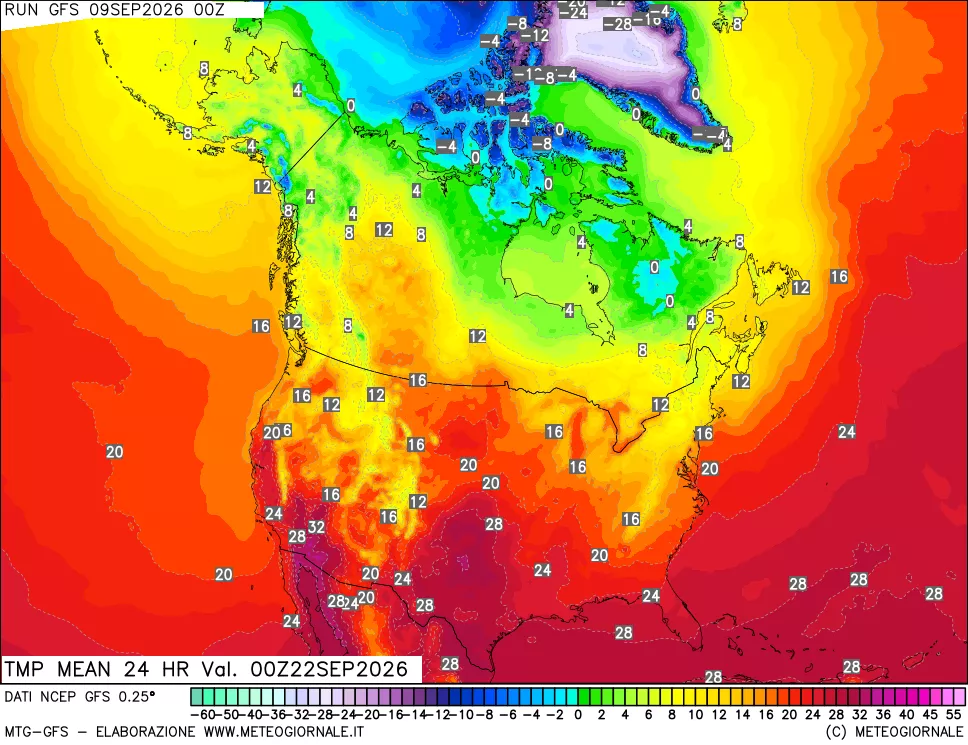 mappa Temperatura media 24 ore