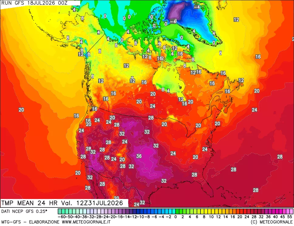 mappa Temperatura media 24 ore