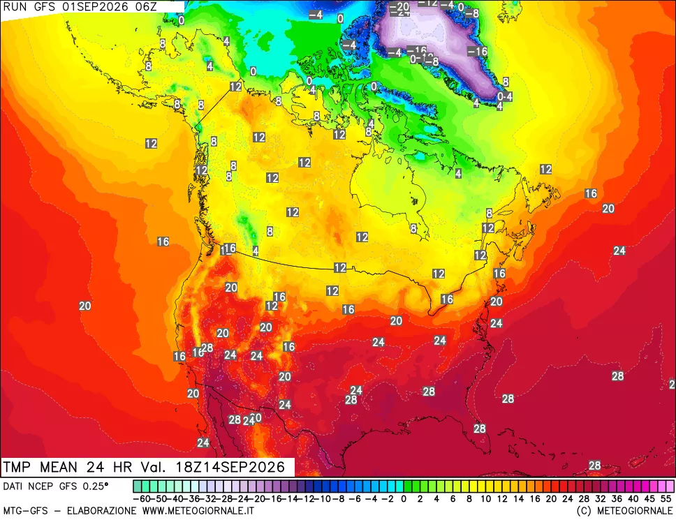 mappa Temperatura media 24 ore