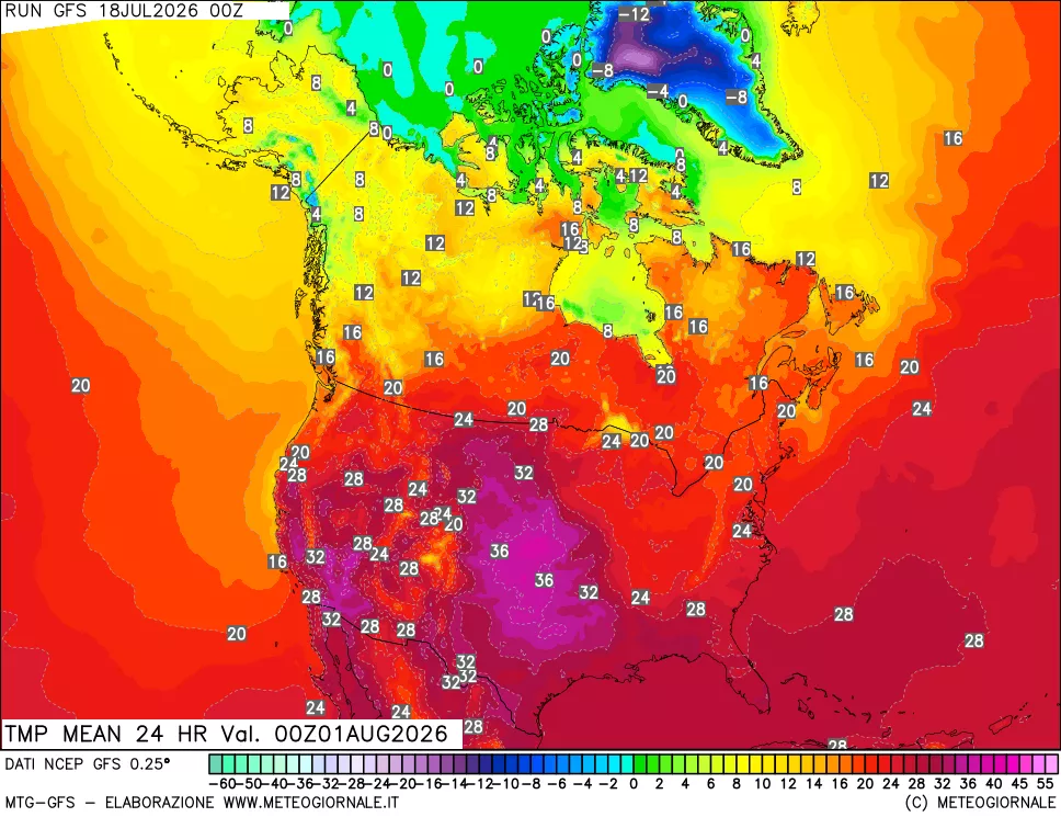 mappa Temperatura media 24 ore