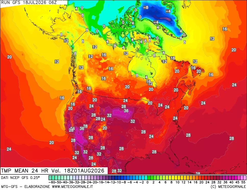 mappa Temperatura media 24 ore