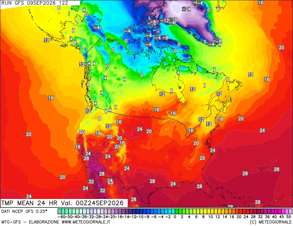 mappa Temperatura media 24 ore