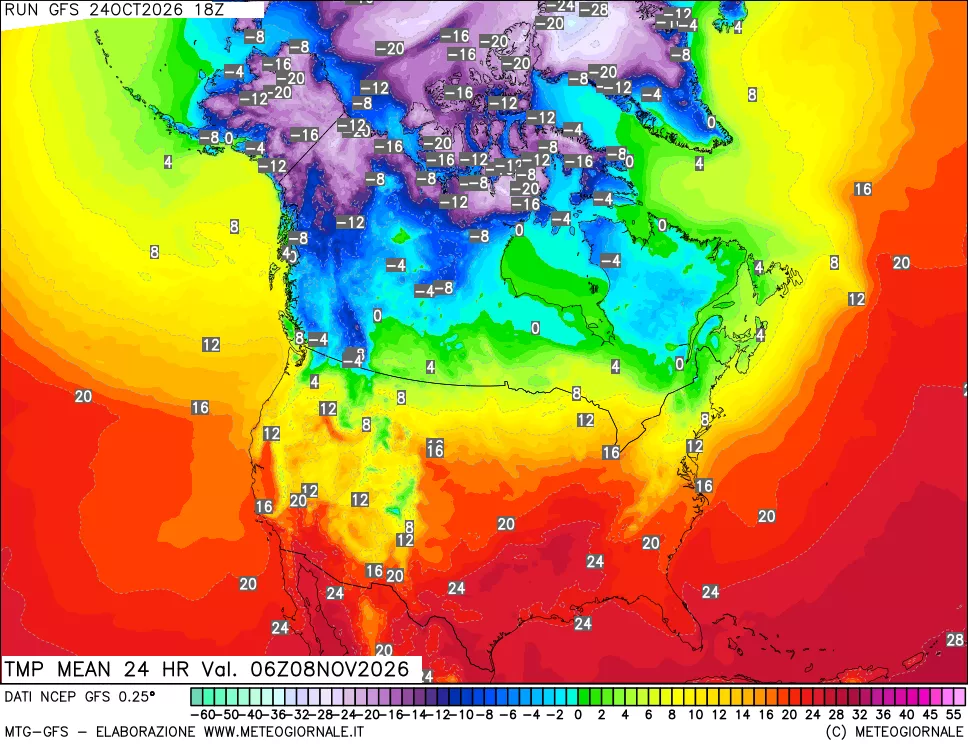 mappa Temperatura media 24 ore