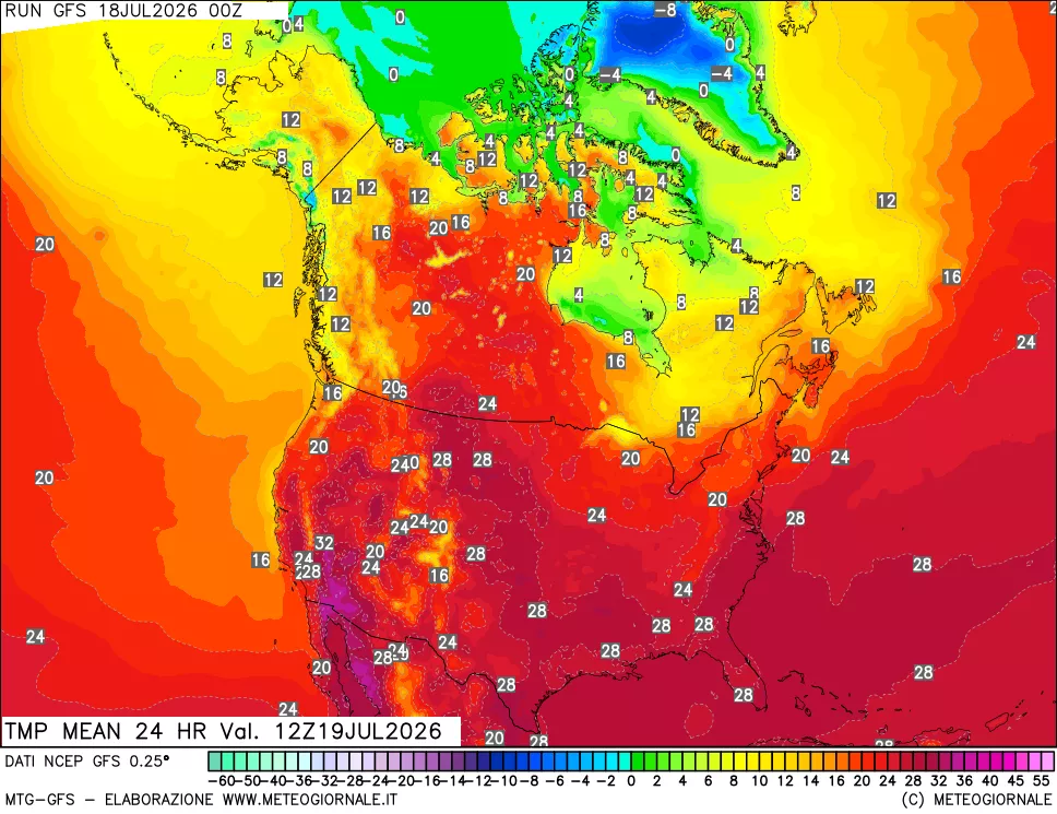 mappa Temperatura media 24 ore