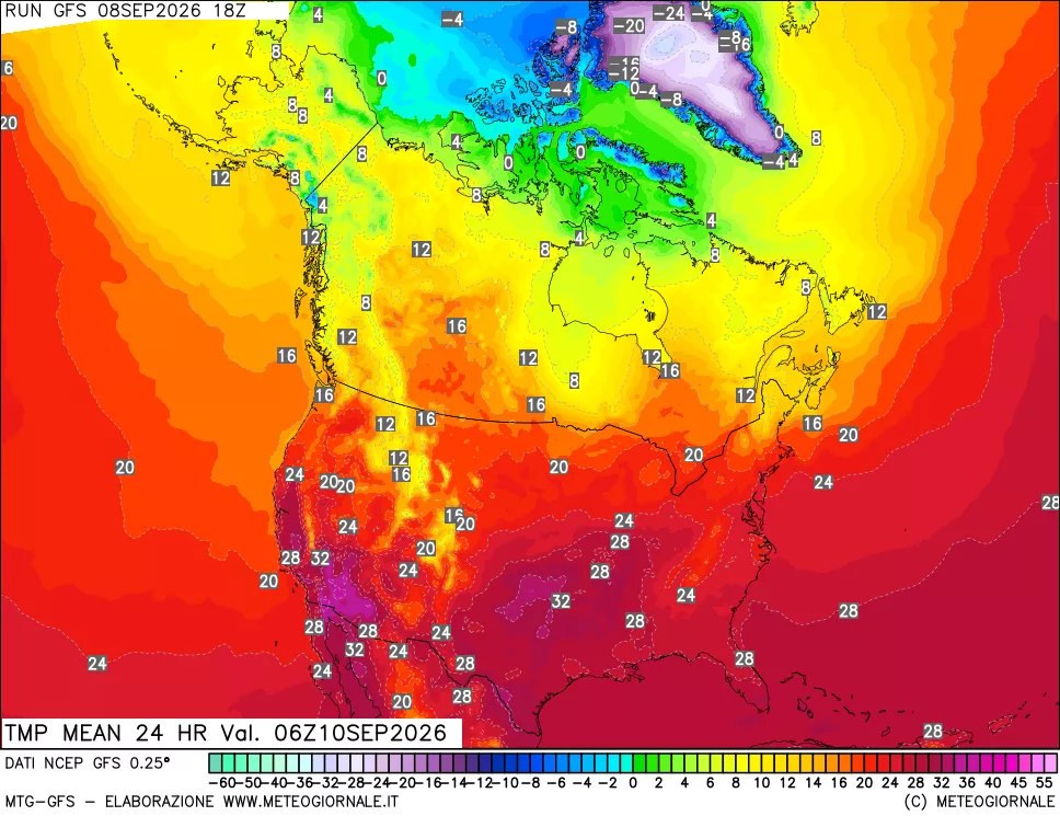 mappa Temperatura media 24 ore