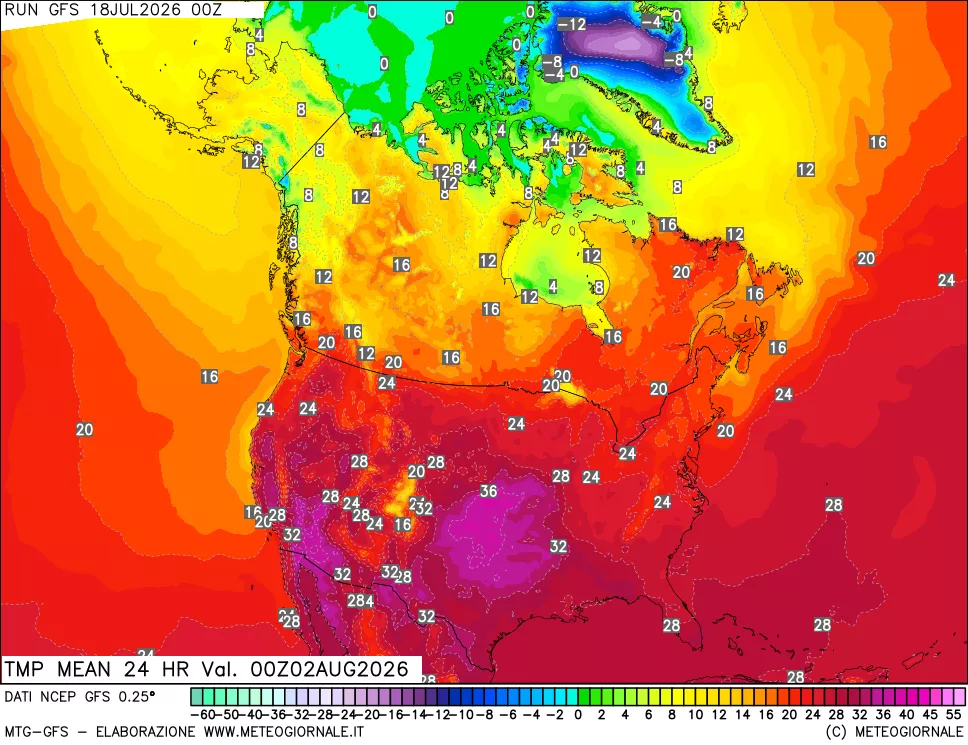 mappa Temperatura media 24 ore