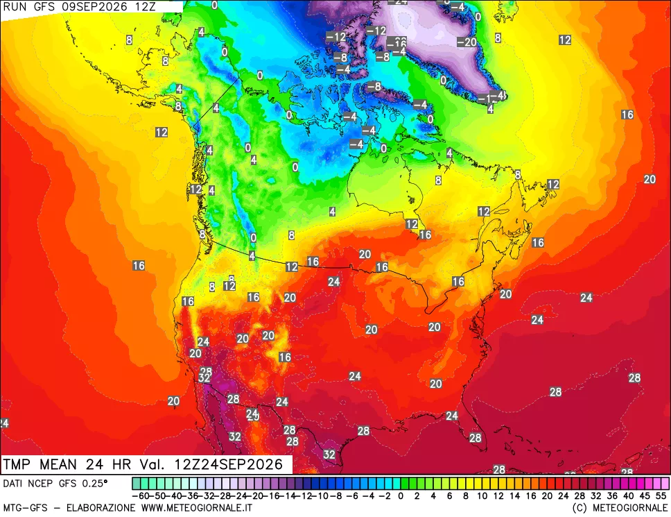 mappa Temperatura media 24 ore