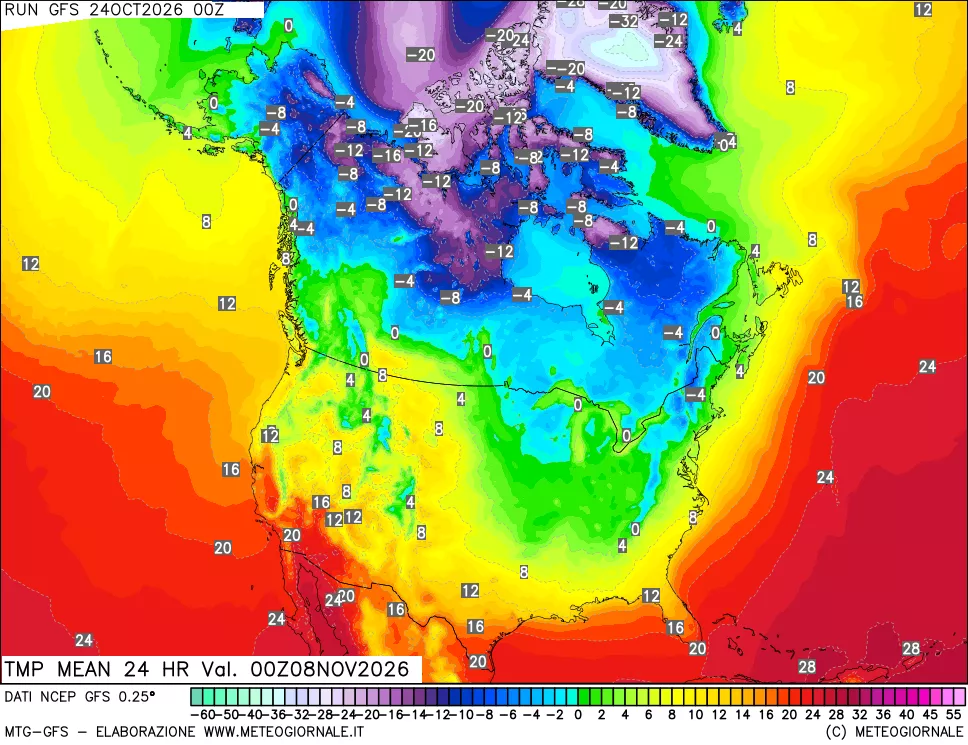 mappa Temperatura media 24 ore