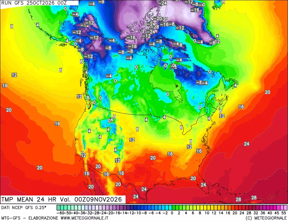 mappa Temperatura media 24 ore