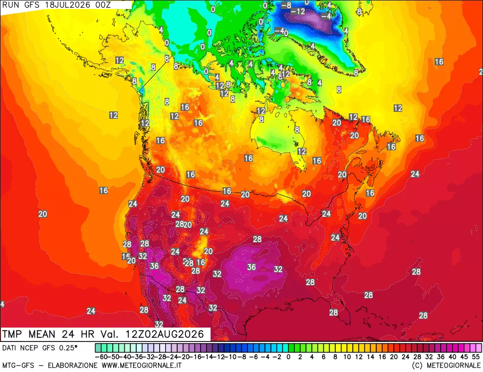 mappa Temperatura media 24 ore