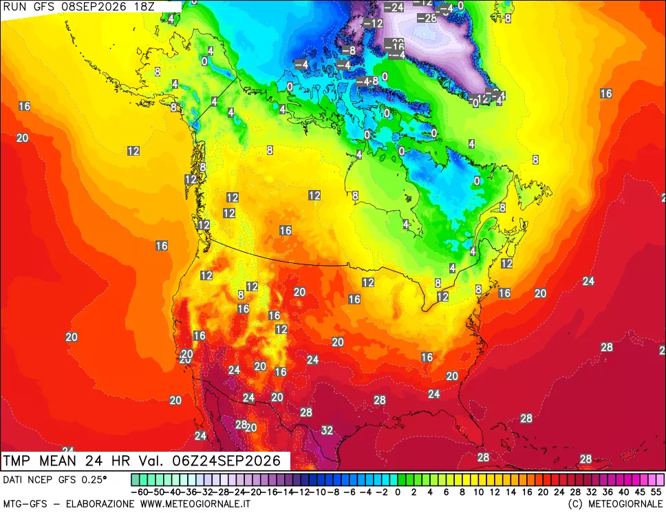 mappa Temperatura media 24 ore