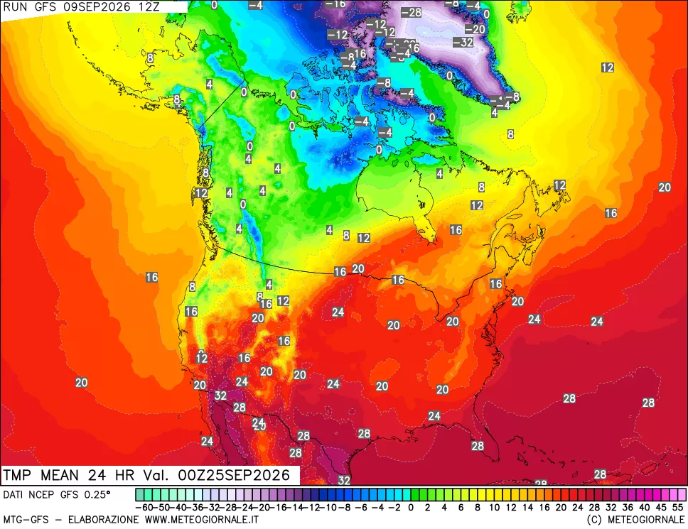mappa Temperatura media 24 ore